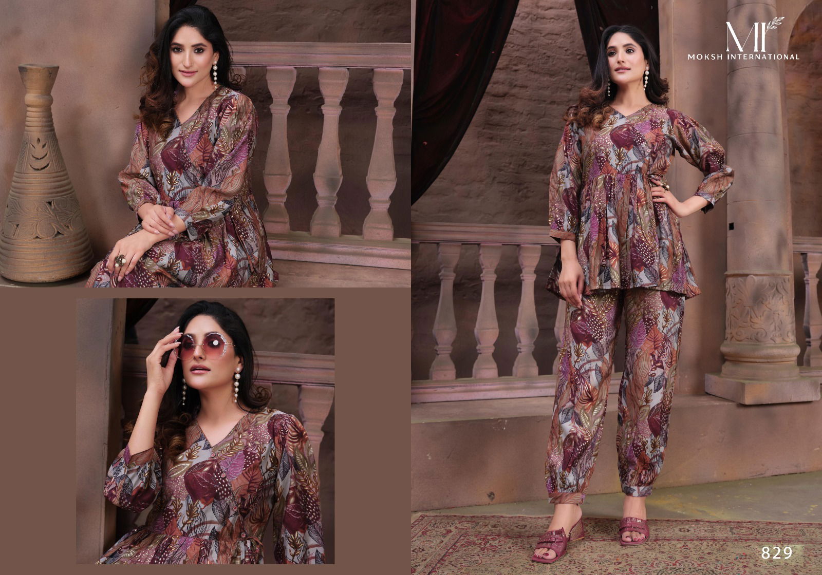 Moksh Co Ord Moon Premium Chanderi Kurti Bottom Catalog
